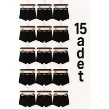 15 Adet Siyah Erkek Boxer – Pamuklu Likralı, Rahat Iç Giyim