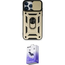 Elektronikçim Ieg™ iPhone 15 Pro Kılıf Ahenk Klasik - Siyah Bilvis 5in1 5d Magic Hayalet Cam Ekran Koruyucu El
