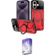 Elektronikçim Ieg™ iPhone 16 Kılıf Kıvılcım Modern Serisi - Siyah Bilvis 5in1 3D Magic Cam Ekran Koruyucu E
