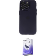 Elektronikçim Ieg™ iPhone 14 Pro Max Kılıf Ufuk Minimal Özel Seri - Siyah Bilvis 5in1 5d Magic Hayalet Cam Ek