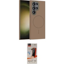 Elektronikçim Ieg™ Galaxy S23 Ultra Kılıf Siluet Doku Özel Seri - Siyah Autokit 5in1 Fiber Hayalet Cam Ekran