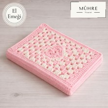Mühre A4 22X31CM Kalp Detay Pembe Beyaz Amigurumi Örgü Kitap Kılıfı Organizer Ajanda Defter Kuran