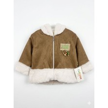 Tufiggo Baby Unisex Içi Kürklü Süet Bebek Montu - Kapüşonlu ve Fermuarlı Kışlık Ceket