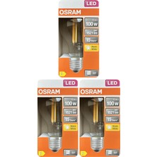 Avarson (3 Adet) Ledvance 11W Sarı Işık (2700K) E27 Duylu (Kalın Duy) Filament LED Ampul