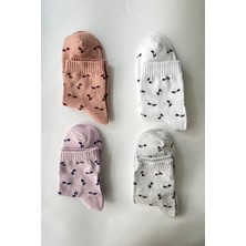 Admera Premium Admera 4'lü Paket Müzik Notası Desenli Pamuklu Renkli Sevimli Unisex Çorap Seti
