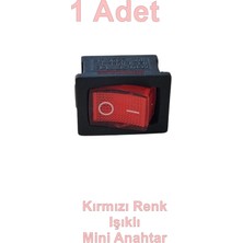 Ender Işıklı Kırmızı Mini Anahtar 3 Ayaklı 10A 220V IP40 (19X17MM Derinlik 20MM Dikdörtgen)