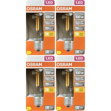 Avarson (4 Adet) Ledvance 11W Sarı Işık (2700K) E27 Duylu (Kalın Duy) Filament LED Ampul