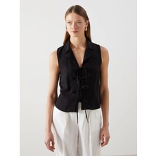 Lc Waikiki Yeni Sezon Keten Karışımlı Bağlama Detaylı Kadın Yelek