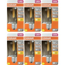 Avarson (6 Adet) Ledvance 11W Sarı Işık (2700K) E27 Duylu (Kalın Duy) Filament LED Ampul