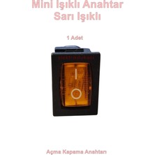 Ender Işıklı Sarı Mini Anahtar 3 Ayaklı 10A 220V IP40 (19X17MM Derinlik 20MM Dikdörtgen)