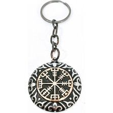 Moncuk Design Vegvisir Viking Pusulası Temalı Metal Anahtarlık - Iskandinav Mitolojisi Özel Tasarım