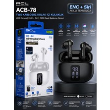 Azurtech Acb-78 Tws Kablosuz Kulaklık – LCD Ekranlı, Enc Gürültü Engelleme, Siri Destekli, Uzun Pil Ömrü