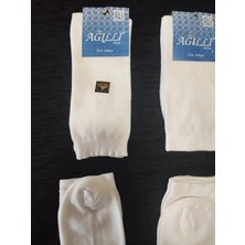 Erkek Mevsimlik Dikişsiz Beyaz Uzun Çorap 12'li Paket