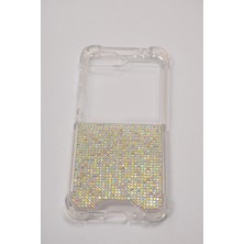Case Collection Samsung Galaxy Flip 7, El Yapımı, Diamonds, Taşlı, Şeffaf Silikon, Işıltılı, Telefon Kılıfı