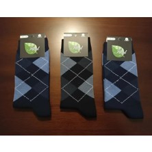 Erkek Mevsimlik Baklava Dilimi Desenli Uzun Çorap 12'li Paket