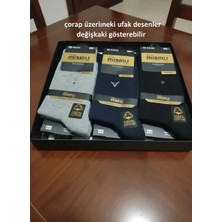 Erkek Pamuklu Coton Karışık Desenli Dikişsiz Sıkmayan Özel Lastik Uzun Çorap 12'li Paket Özel Kutulu