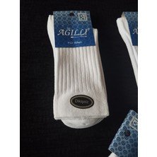 Erkek Mevsimlik Dikişsiz Beyaz Fitili Uzun Çorap 12'li Paket