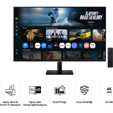 Samsung 32 Inç 81 Ekran 4K UHD 3840X2160 Çözünürlüklü HDR10 Destekli Tizen Işletim Sistemli Va Panel 60Hz Yenileme Hızı 4ms Tepki Süreli Smart Monitör Tv Wi-Fi Bluetooth USB Type-C Akıllı Ekran Siyah