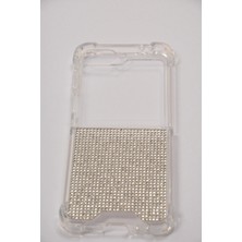 Case Collection Samsung Galaxy Flip 7, El Yapımı, Diamonds, Taşlı, Şeffaf Silikon, Işıltılı, Telefon Kılıfı
