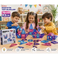 Vardem Manyetik Yapı Blokları 70 Parça 7,5 cm | Eğitici Zeka Geliştirici Çocuk Oyuncağı