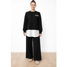 Nurcan Çetin 26493 Zımba Detaylı Color Mix Tunik Pantolon Takım