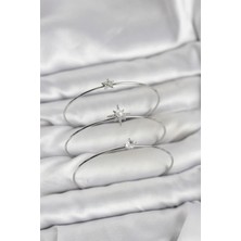 Uslucan Alışveriş Gümüş Renk Kutup Yıldızı Model Zirkon Taşlı 3'lü Kadın Bileklik Kombini