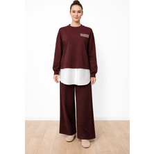 Nurcan Çetin 26493 Zımba Detaylı Color Mix Tunik Pantolon Takım