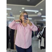 İnci Ersöz Pamuklu Soft Keten Gömlek PEMBE1299