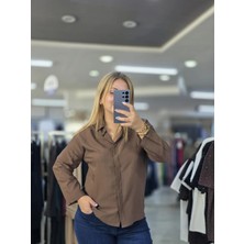 İnci Ersöz Pamuklu Soft Keten Gömlek KAHVERENGI1299
