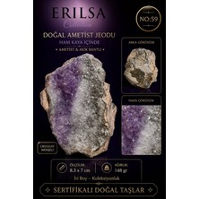 Erilsa Sertifikalı Doğal Ametist Jeodu Kristal Kuvars Akik Bantlı Koleksiyon Taşı NO59