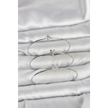 Uslucan Alışveriş Gümüş Renk Zirkon Taşlı Pirinç 3'lü Kadın Bileklik Kombini