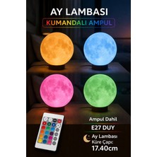 Benomtech Ay Lambası Kumandalı Rgb Renk Değiştiren Gece Lambası 17.4 cm E27 Ampul Dahil