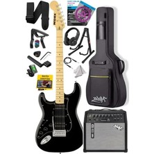 Hakay Full Black 50W Şarjlı Elektro Gitar Seti - Bluetooth Özellikli