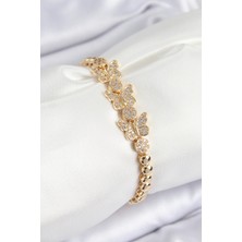 Youday Accessories Pirinç Zirkon Taşlı  Model Gold Renk Kadın Bileklik