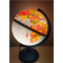 Hakay 30 cm Işıklı Fiziki ve Siyasi Dünya Küresi, Atlas Harita ile Eğitim