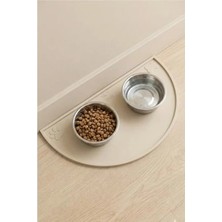 Hakay Silikon Mama Matı Havuzlu Yıkanabilir Kaymaz Silinebilir Evcil Hayvan Beslenme Matı Kedi Köpek Paspası Kedi Köpek Mama Matı Su Geçirmez Katlanabilir Su Kabı Mama Kabı Matı (Bej, 50 x 25 Cm)