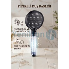 Ekonef Filtreli Duş Başlığı | 6 Fonksiyonlu | Klor ve Kireç Önleyici | Siyah Renk