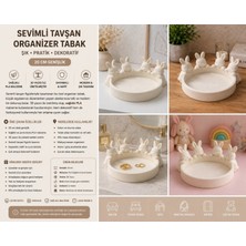 3D Boyuthane Sevimli Tavşan Figürlü Dekoratif Organizer Tabak 20 cm – 3D Baskı Çok Amaçlı Düzenleyici
