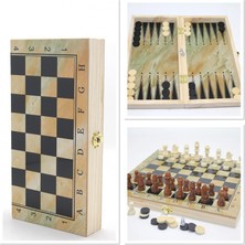 Eco Port Ahşap Kutulu Satranç ve Tavla Seti ALK4219