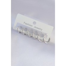 Youday Accessories Pirinç Gümüş Renk Oval Küpe Seti