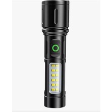 Hakay USB Şarjlı Yüksek Güç Spot LED El Feneri, Zumlanabilir