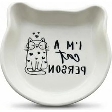 Hakay 200 ml Kapasiteli Seramik Kedi Şeklinde Mama Kabı, Dekoratif