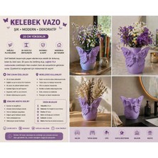 3D Boyuthane Kelebek Figürlü Dekoratif Vazo 20 cm – 3D Baskı Modern Çiçeklik