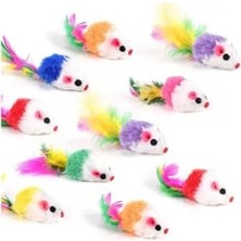 Hakay Renkli Tüylü Kedi Oyuncağı, 10.5 Cm, 3 Adet Set