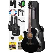 Hakay Kesik Kasa Siyah Akustik Gitar, 4/4 Yetişkin Modeli