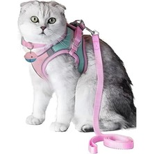 Hakay Yansıtıcı Yumuşak Dokulu Ayarlanabilir Kedi Tasması ve Kayışı Seti