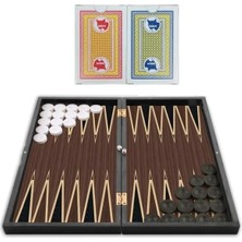 Hakay Büyük Boy Platin Ceviz Tavla, Şık Tasarım ve 2 Adet Iskambil Hediyesi