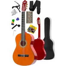 Hakay Sap Ayarlı 4/4 Boy Doğal Renk Klasik Gitar, Tam Set