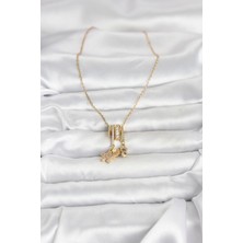 Youday Accessories 316L Çelik Gold Zirkon Taşlı Deniz Tema Charmlı Kadın Kolye