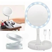 Hakay 21 LED Işıklı, 10X Büyütme Özellikli Katlanabilir Makyaj Aynası